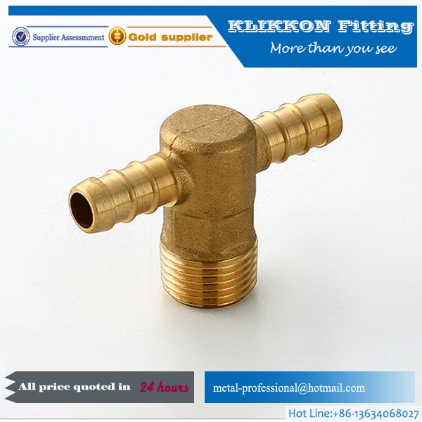 Brass hose barb fitting T type barbed brass fitting