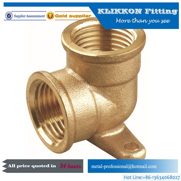 1/2 Inch DN15 nature Yellow thread brass Wall Elbow fitting