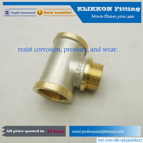 3 way nickel plated pipe joint brass plumbing fittings