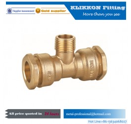 brass pneumatic 3 way T shape air hose pipe fitting