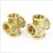 SAE NPT Standard Square forged female thread 4 way brass cross pipe fitting 1/4