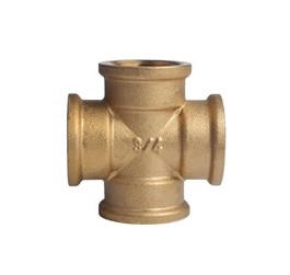 SAE NPT Standard Square forged female thread 4 way brass cross pipe fitting 1/4" Tubing