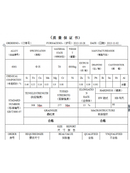 6061 Aluminum certifications 6061 Aluminum certifications
