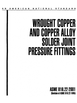 Wrought copper and copper alloy solder joint press fitting ASME B16.22-2001
