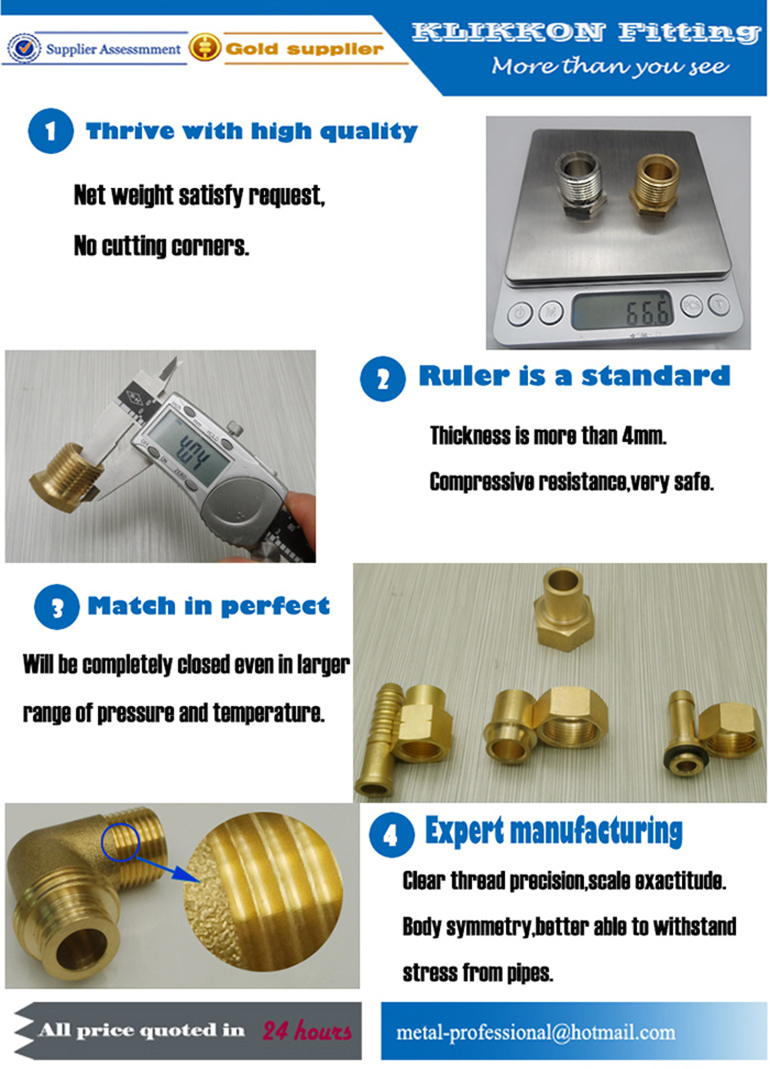 1/4 or 3/8 Lead Free Brass Hexagon Npt flare Copper Pipe Fitting For Water Male Threaded Connector Flare Nipple